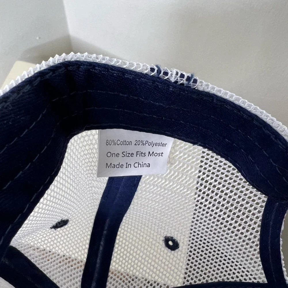 Brand New-White & Blue Distressed Baseball Hat